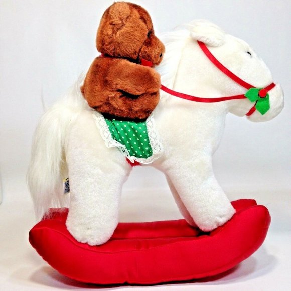 Dakin Christmas Rockers Rocking Horse and Teddy Bear Stuffed Animals 12" -1984 - Picture 2 of 12